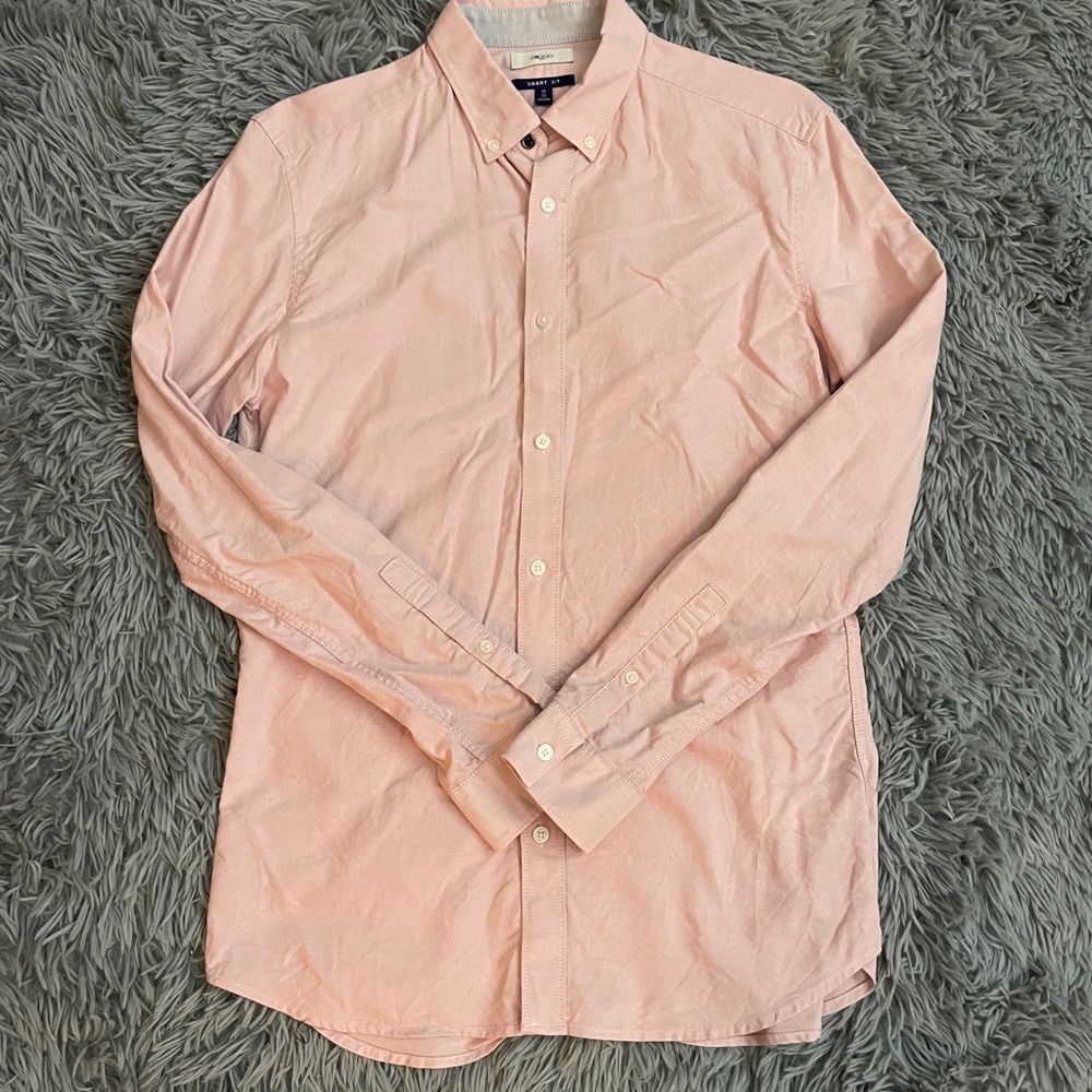 G2000 Mens Long Sleeve 100% Cotton Button-Up Shirt in Light Pink